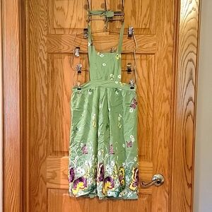 Vintage Green Floral Pinofore Dress